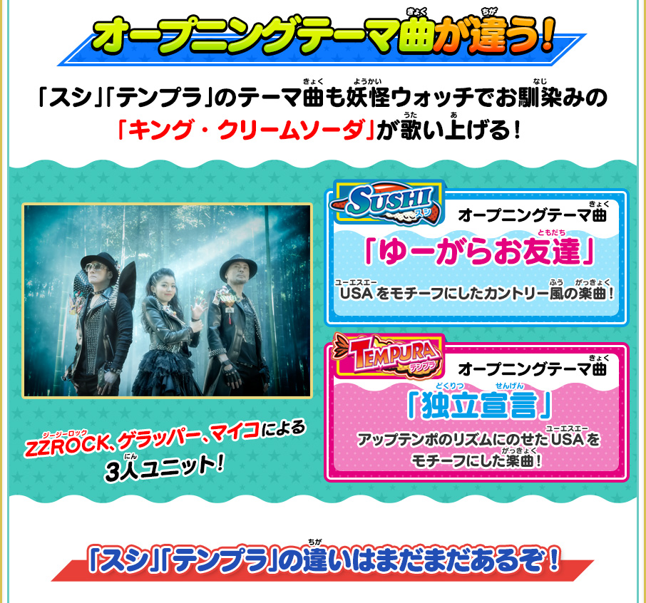 スシ／テンプラのちがいとは | ゲーム紹介 | 妖怪ウォッチ3 スシ