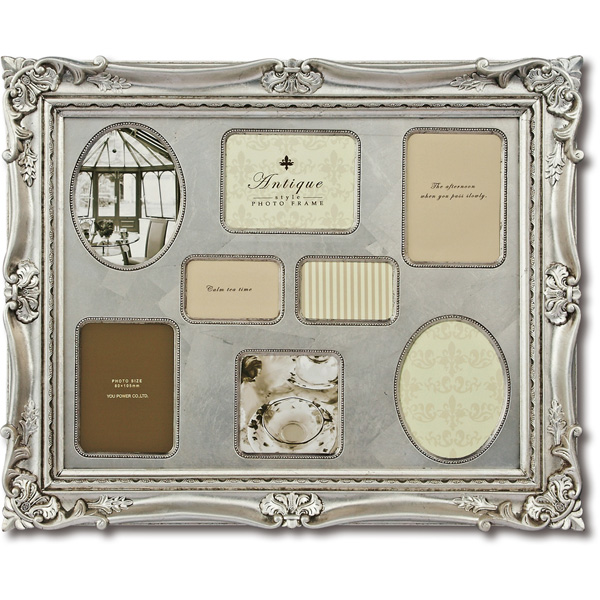 アンティークスタイル フォトフレーム「8ウィンドー(シルバー