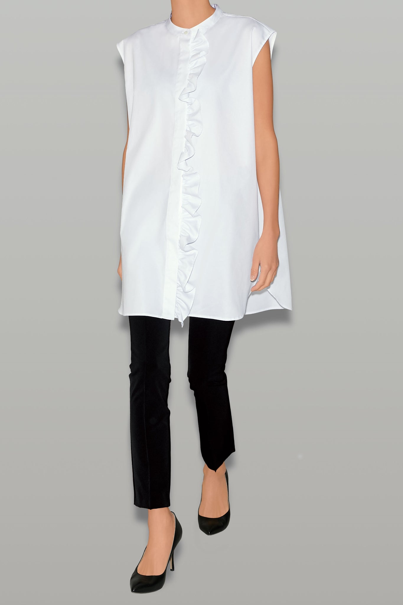 ノースリーブフロントフリルコットンブラウス – YOKO CHAN