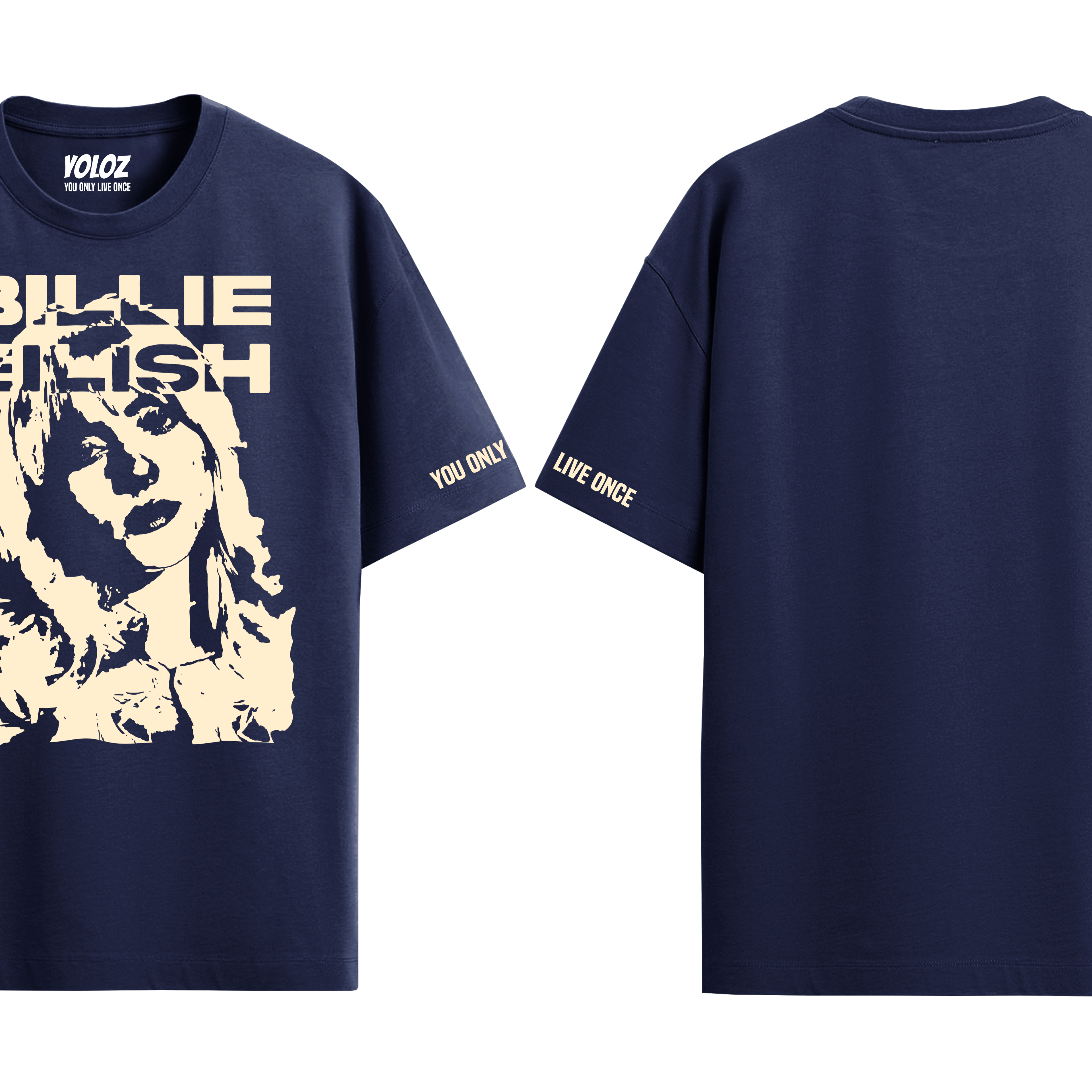 BILLIE EILISH NAVY BLUE OVERSIZED T-SHIRT – YOLOZ