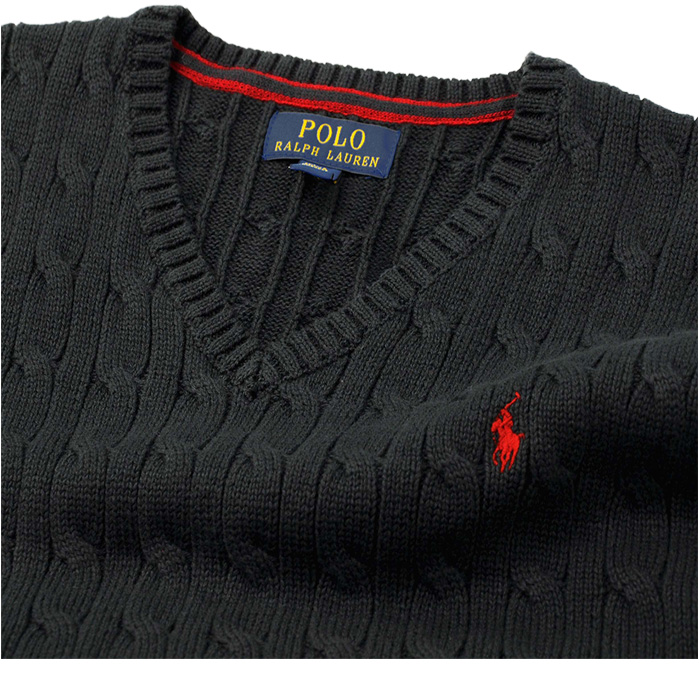 ポロ ラルフローレン ボーイズコットン ケーブル Vネック ベスト