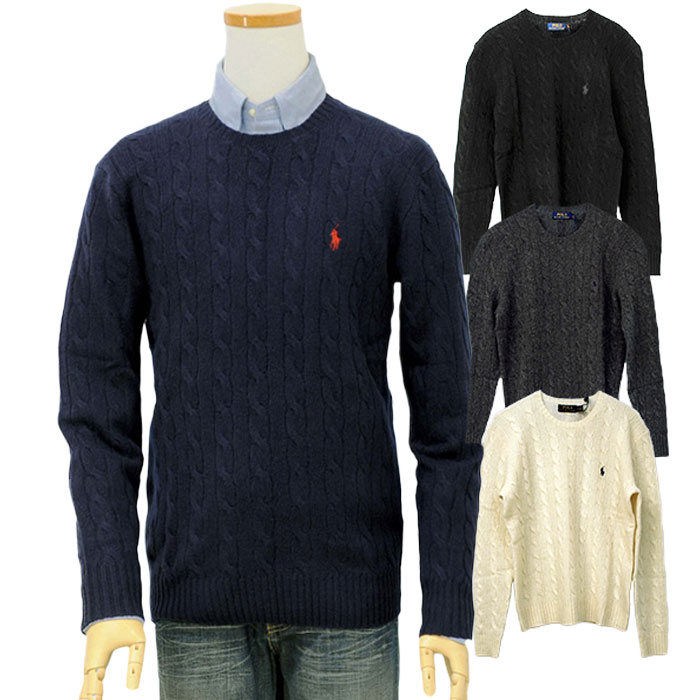 POLO ラルフローレンカシミヤ混 ケーブル ウールセーター送料無料