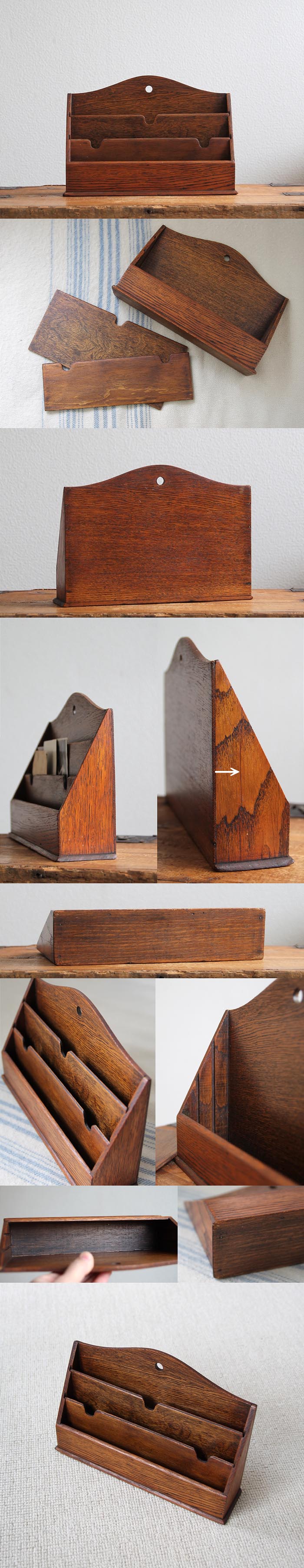 イギリス アンティーク レターラック/ホルダー/スタンド/シンプル/木味