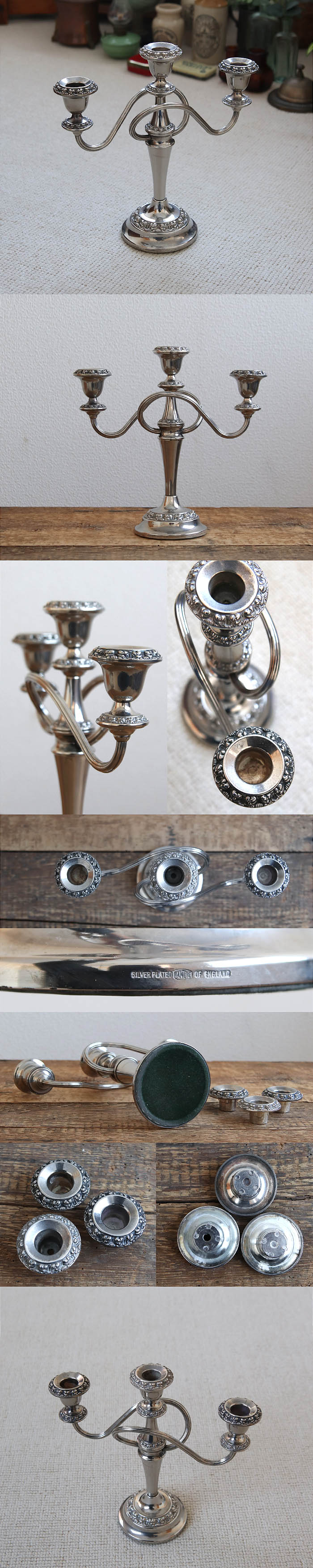 イギリス アンティーク シルバープレート キャンドルスタンド 銀メッキ
