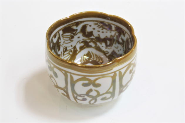 柳瀬美術店 / 加藤卓男「ラスター彩胡姫文酒杯-8」共箱[KATO Takuo