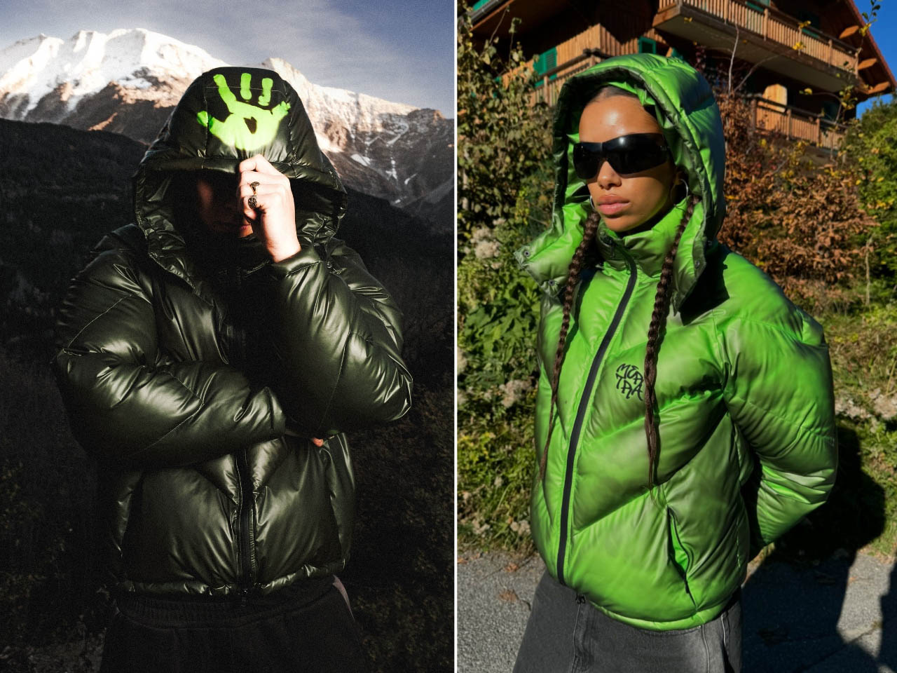 This puffer jacket color shifts when exposed to heat or water