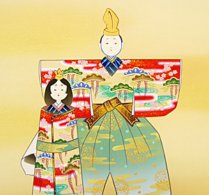 立雛の掛け軸 西森湧光作 立雛 尺八横