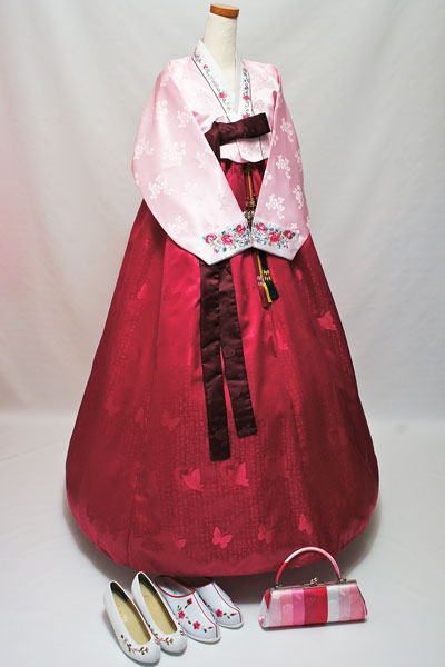 224_チマチョゴリレンタル韓服化繊_バスト72～82cm_身長+靴高さ155