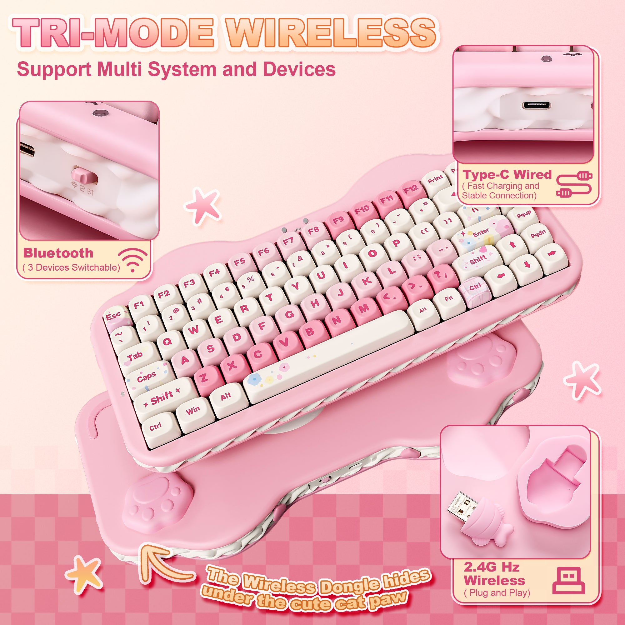 YUNZII C75 Cake Meow Wireless Mechanical Keyboard – YUNZII KEYBOARD