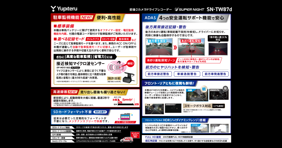 SN-TW87d｜ドライブレコーダー｜Yupiteru(ユピテル)