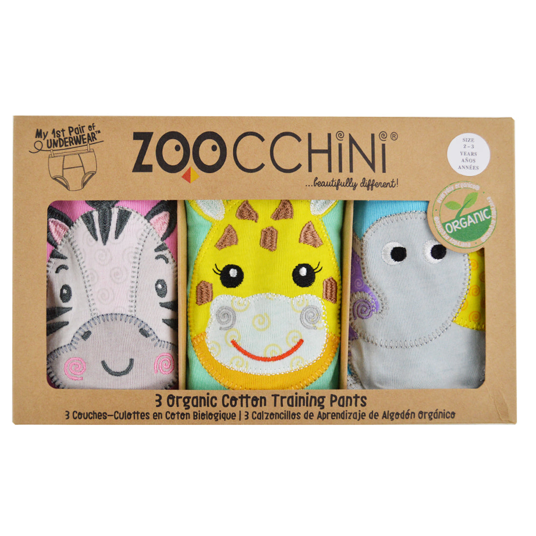 Toddler Organic Potty Training Pants (3-pk) - Zoo Friends – ZOOCCHINI