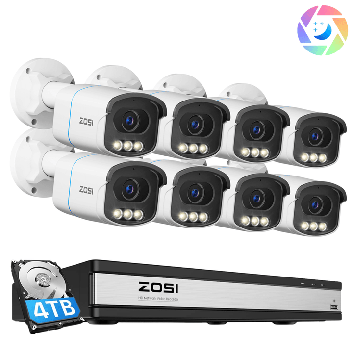 C186A 4K 16 Channel True Color Night Security System + 4TB/8TB + 2