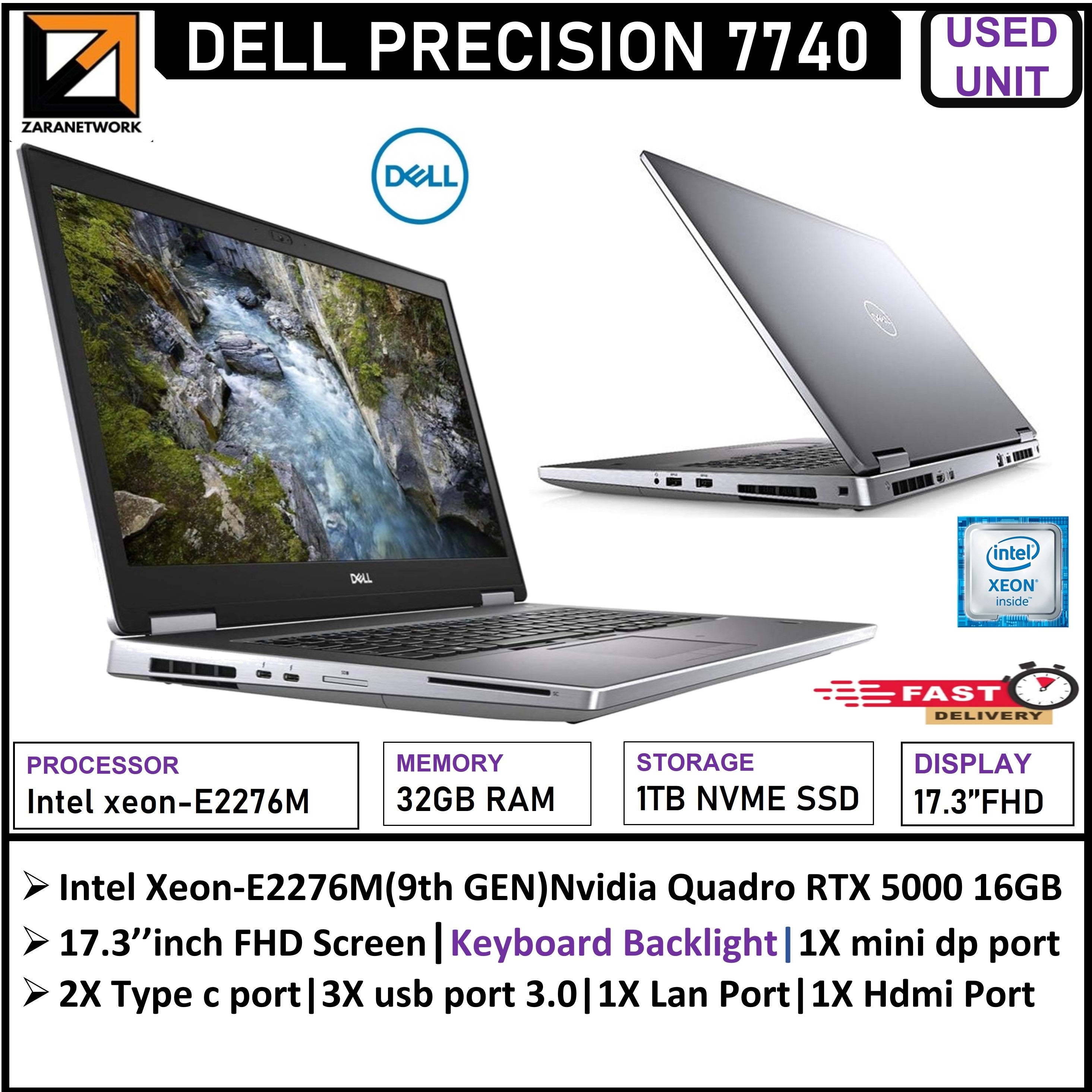 DELL PRECISION 7740 GAMING LAPTOP INTEL XEON-E2276M 32GB RAM /1TB