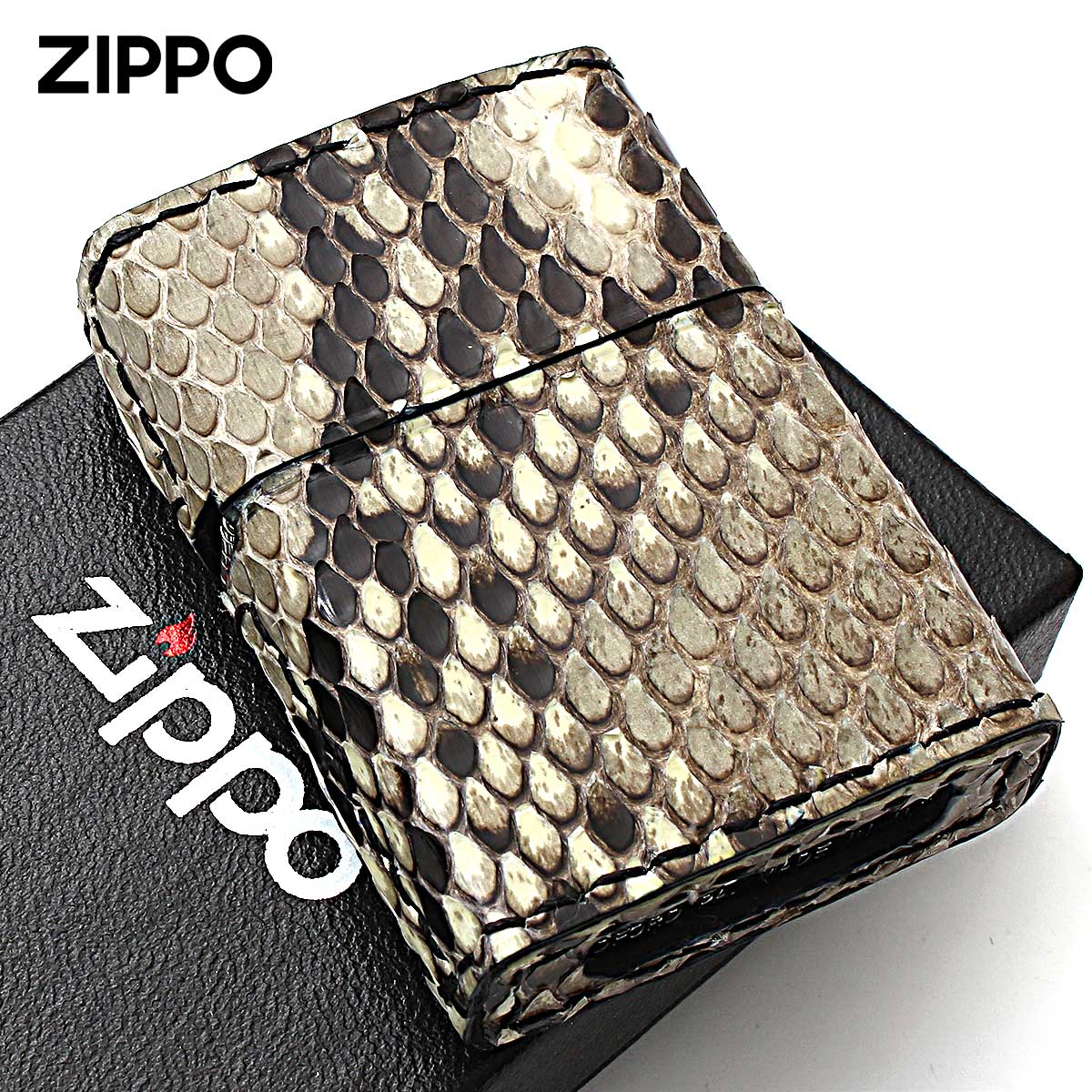 Zippo ジッポー 革巻き パイソン ヘビ 手縫い Animal Skin Leather 本