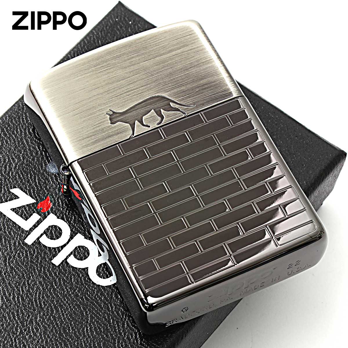 Zippo ジッポー ネコ 猫 Cat キャットウォーク ブラックニッケル CAT