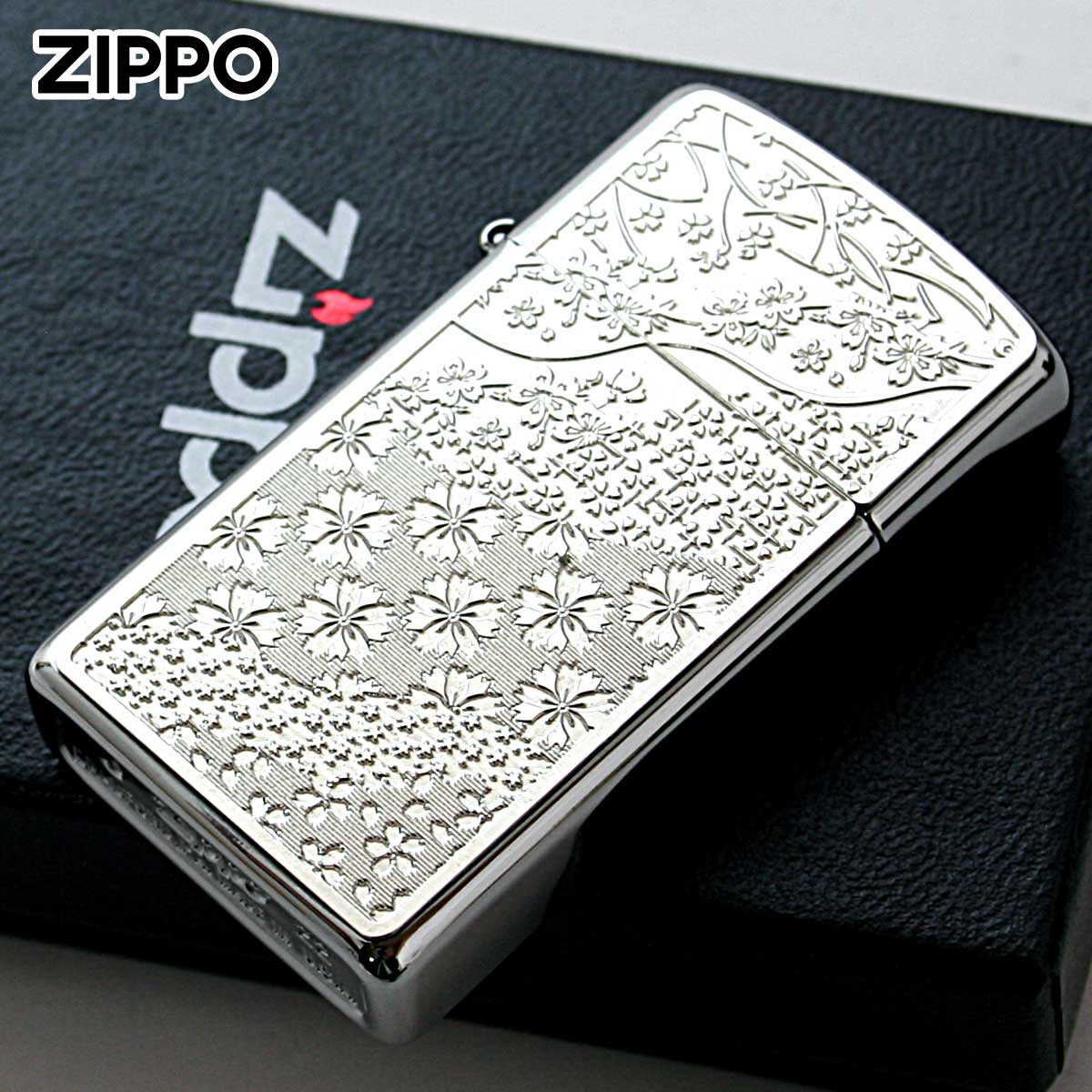 Zippo ジッポー スリム 桜 さくら ＃1600 SLIM メタルプレート 両面