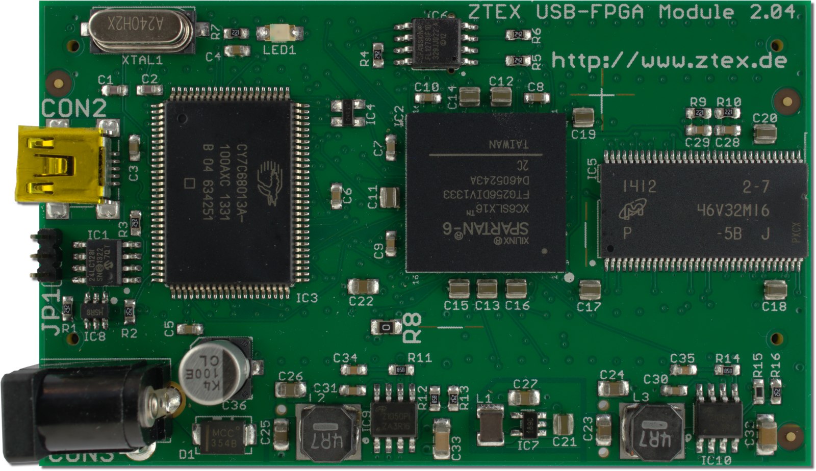 USB-FPGA Module 2.04: Spartan 6 FPGA Board with EZ-USB FX2 and DDR