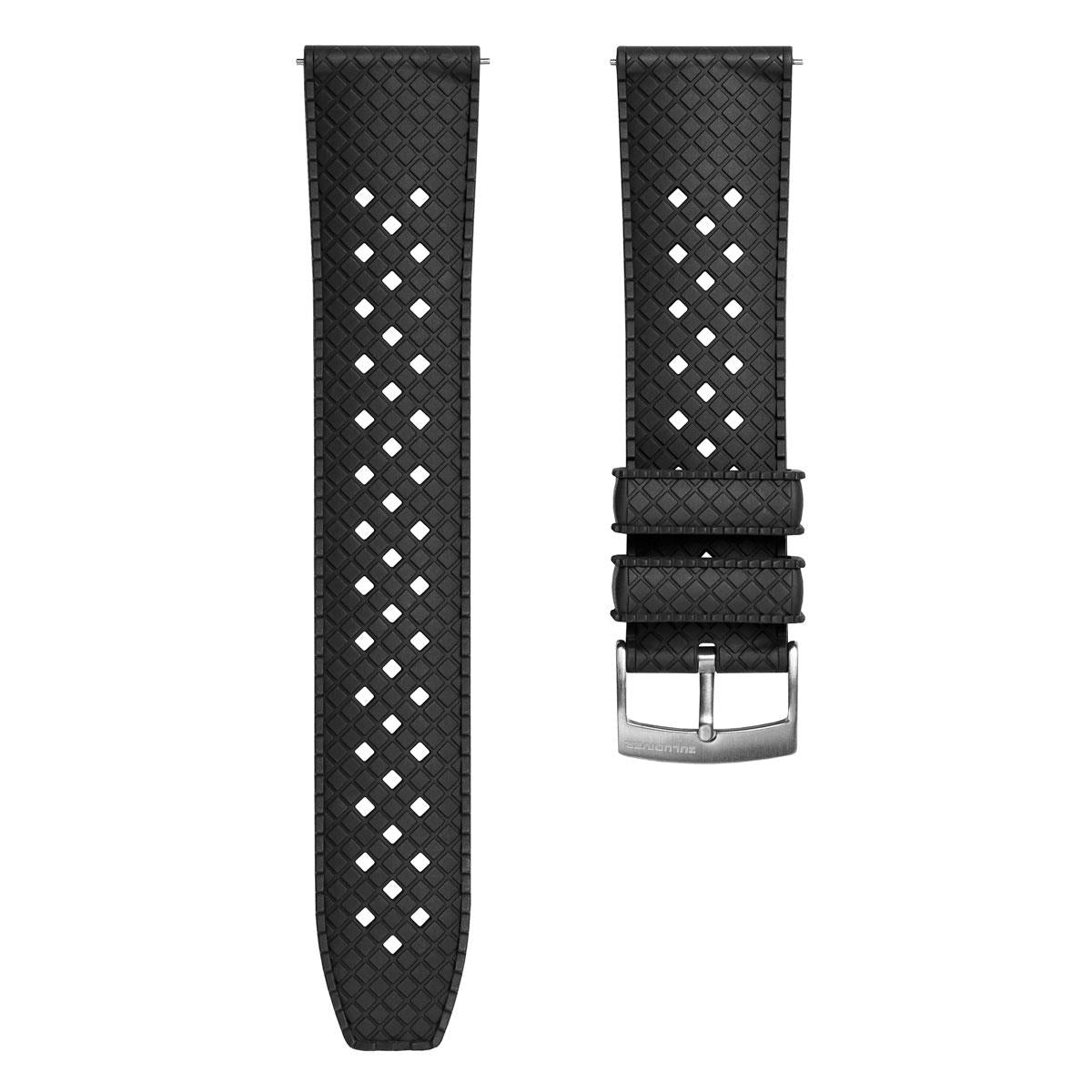 Tropical Ocean FKM Fluoro Rubber Watch Strap - Black - ZULUDIVER