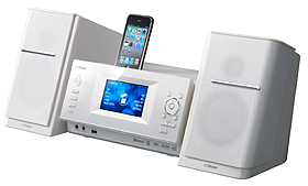 動画や写真が本体のカラー液晶で楽しめるiPod/iPhone対応映像コンポ