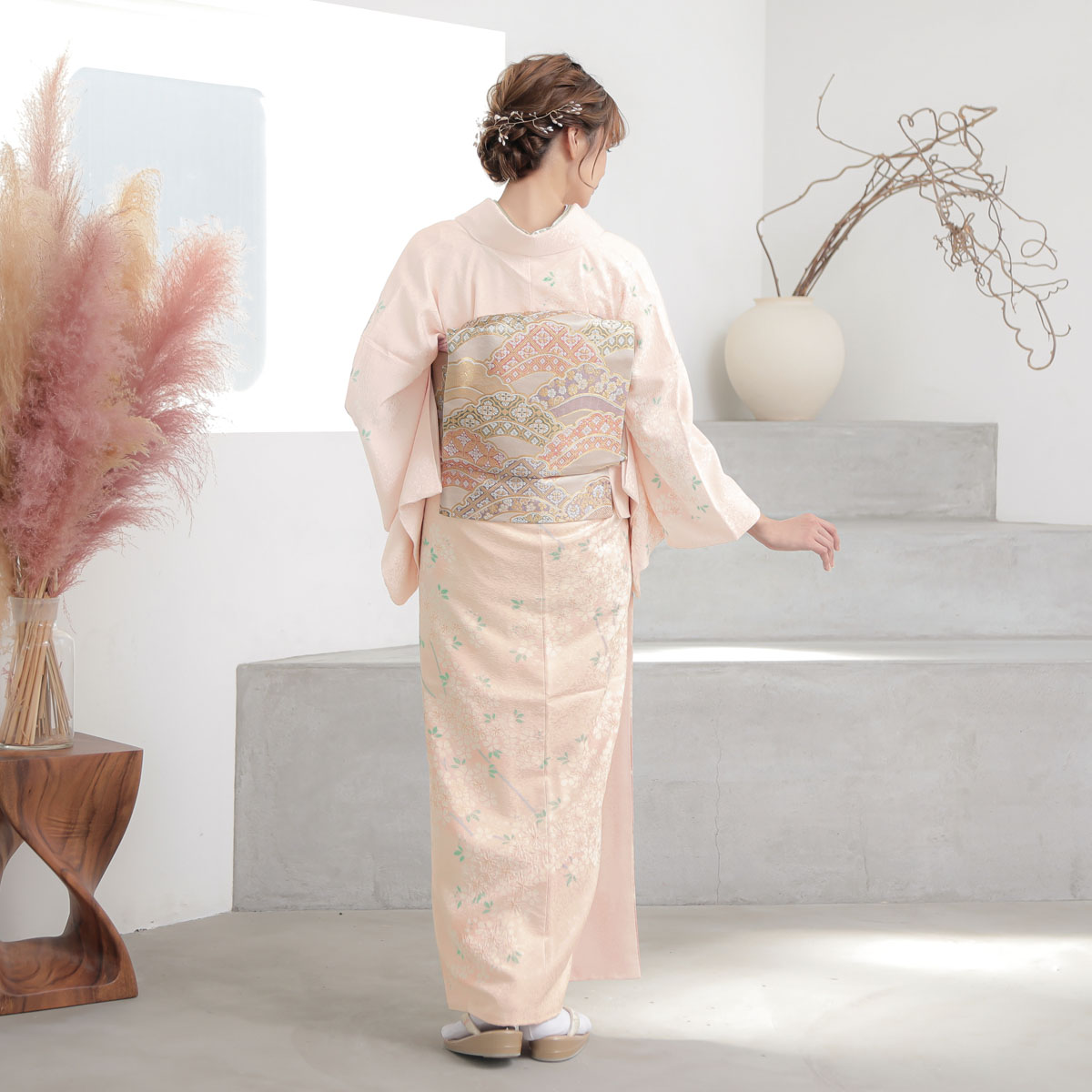 訪問着：H1287 桂由美 薄ピンク 枝垂れ桜| 訪問着レンタル │ 京都着物