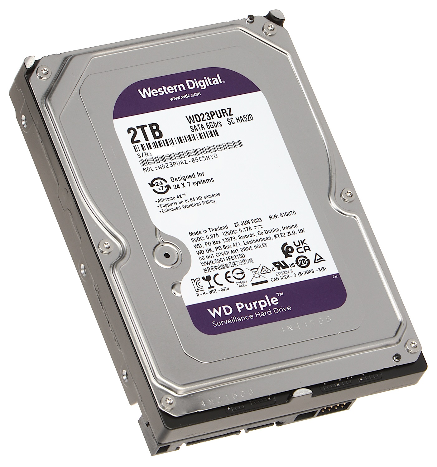 WD Western Digital WD23PURZ,2TB,5400,3.5in,SATA3 - 66685