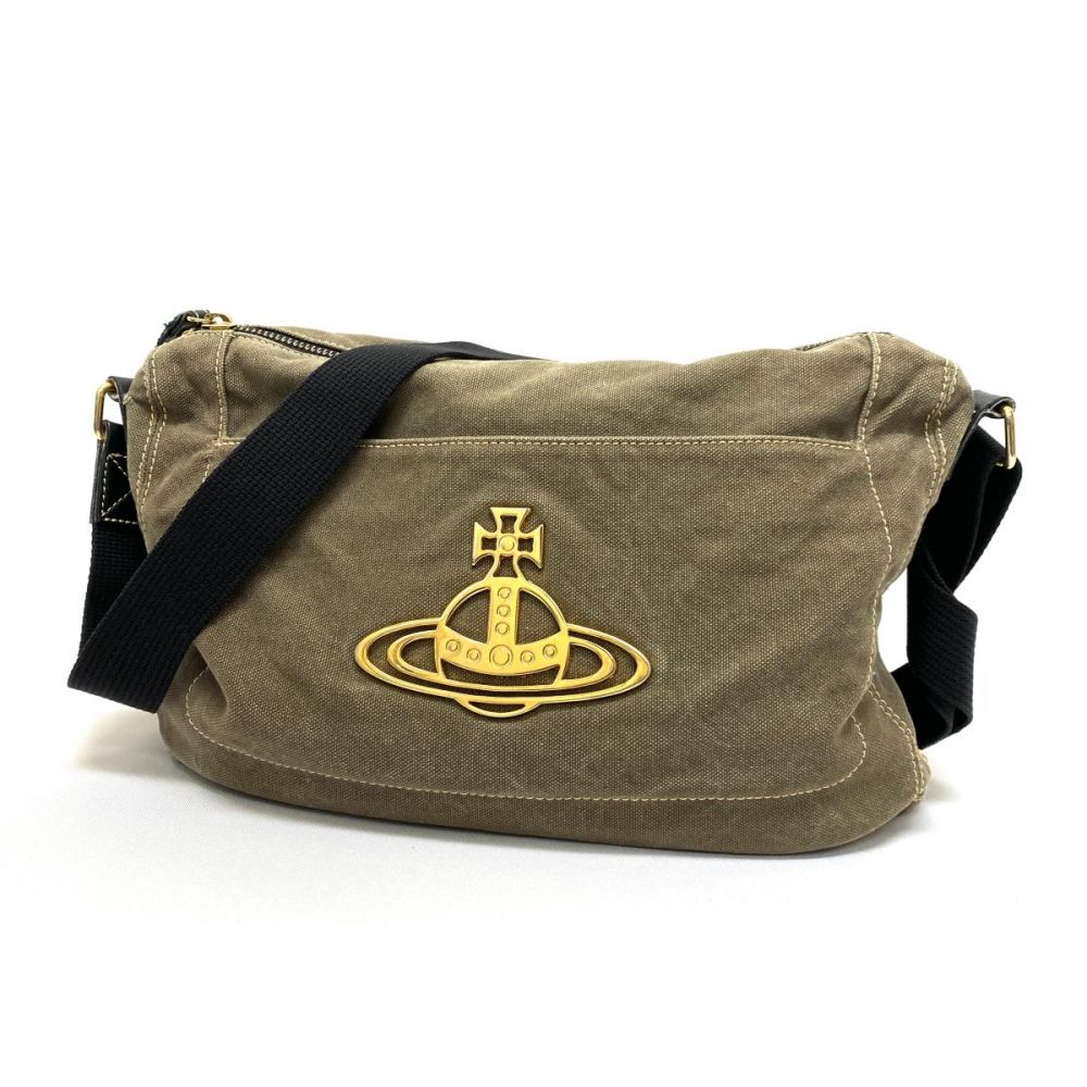 ヴィヴィアンウエストウッド/ショルダーバッグ/デニム/カーキ/縫い直し