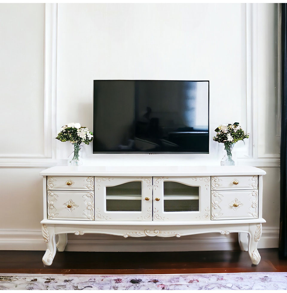テレビボード 1350 アンティークホワイト｜白家具 ホワイト家具