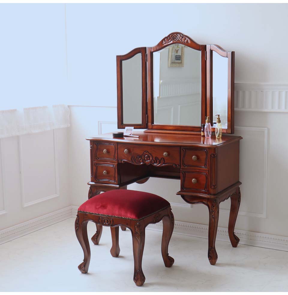 三面鏡ドレッサー(ブラウン)｜高級マホガニー家具VENECHIA｜おしゃれ