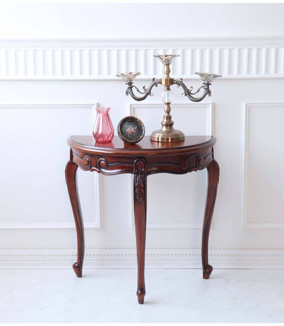 猫脚 コンソール 花台 幅74cm 半円 おしゃれ アンティーク スリム