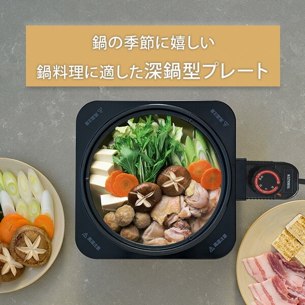 ホットプレート 着脱式 2枚組 波型＆鍋プレート YHC-W600/W601 山善