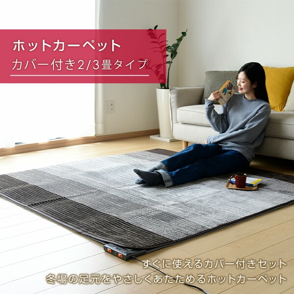 販売終了】電気カーペット カバー付き (2畳タイプ) YZG-204DBR 山善