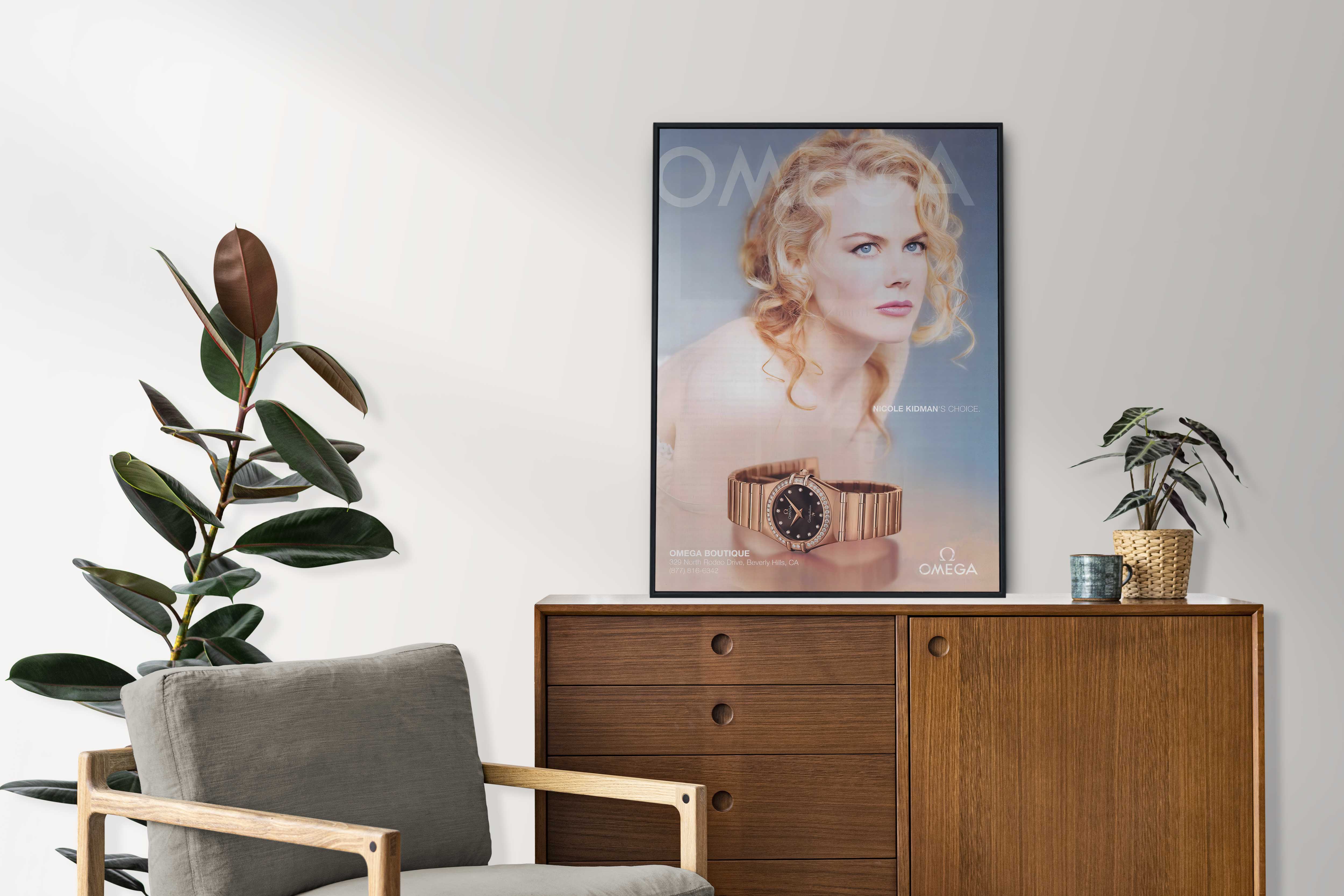 Omega Nicole Kidman Watch Advertising Poster, Vintage Design
