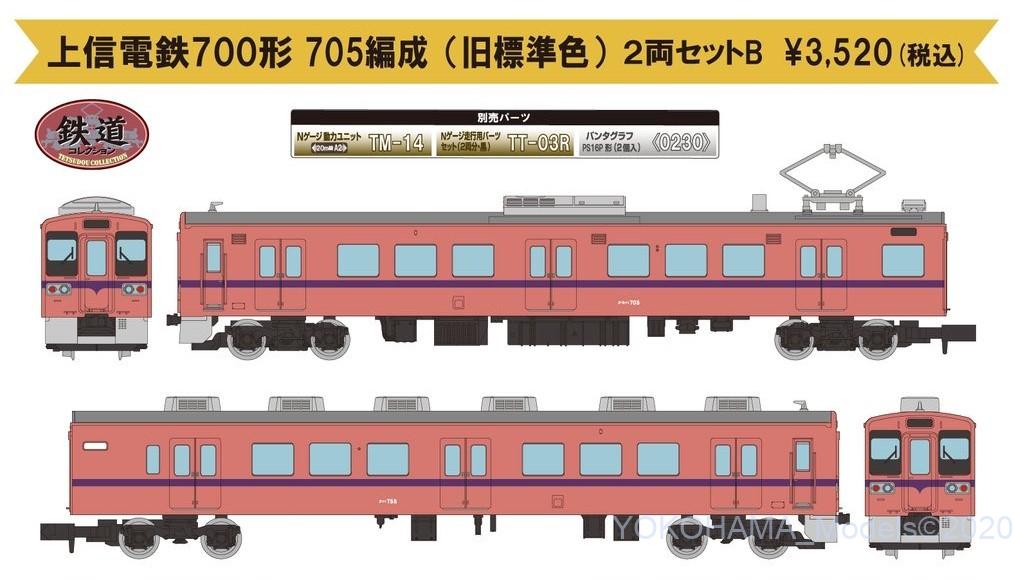 鉄コレ 上信電鉄700形 705編成（旧標準色） 2両セットB 313588 #トミー