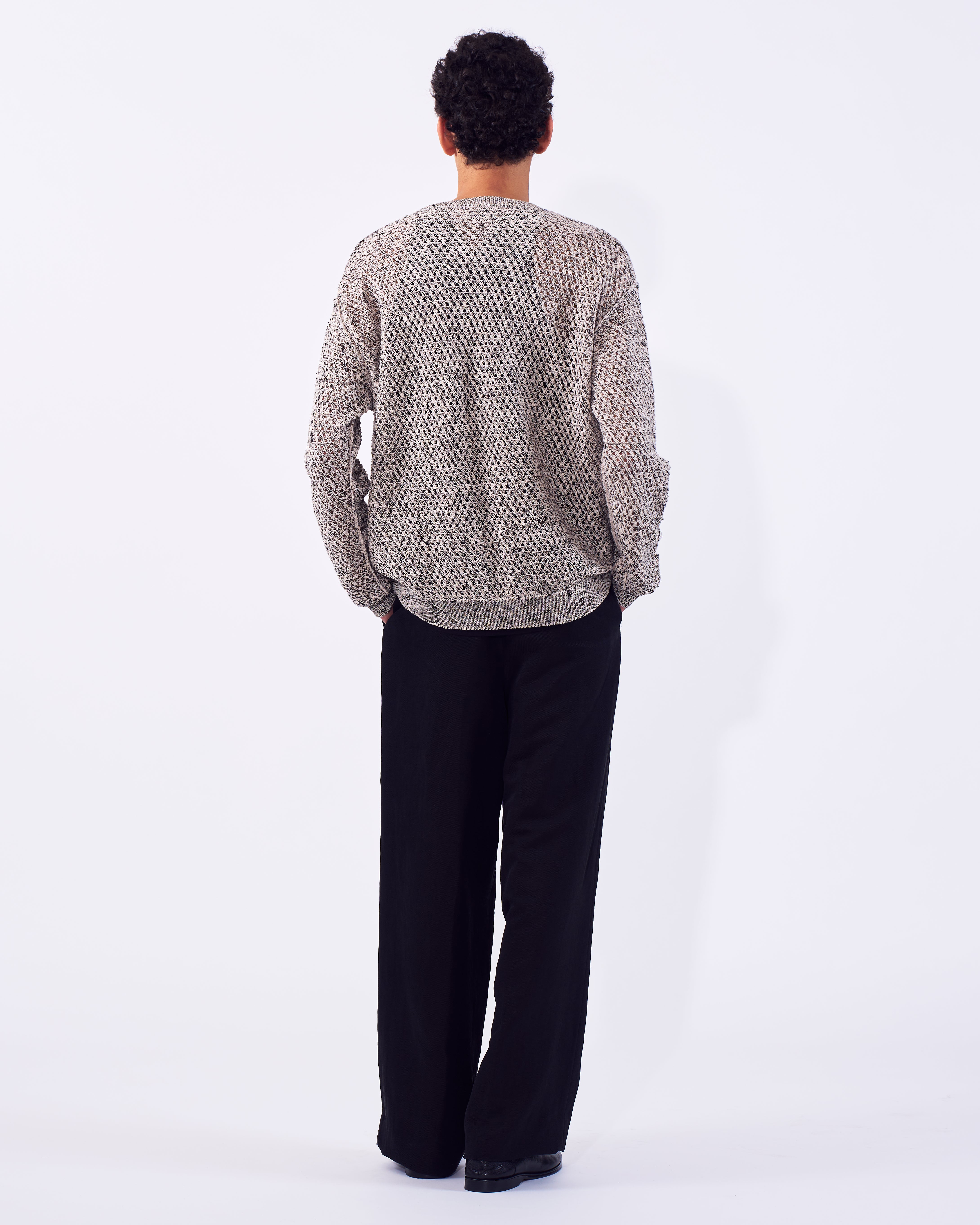 Mesh Knit Shirt Crewneck Sweater | YOKE Official Website