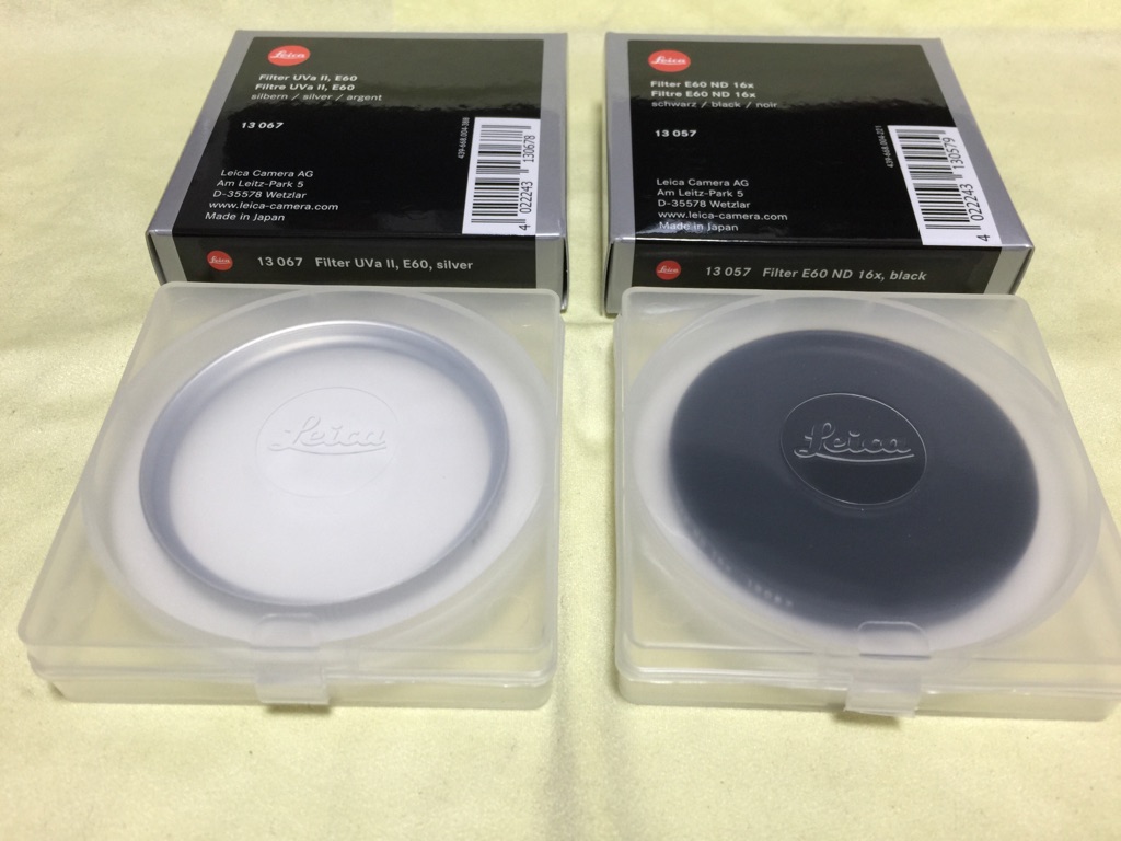 Leica E60 UVa II Filter (silver) & E60 ND16 Filter (black) - 晴れ