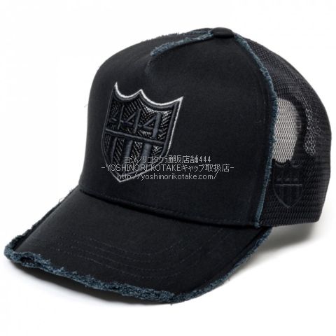 ヨシノリコタケ 帽子 444 ブラックエナメルヘビ柄3D刺繍キャップ
