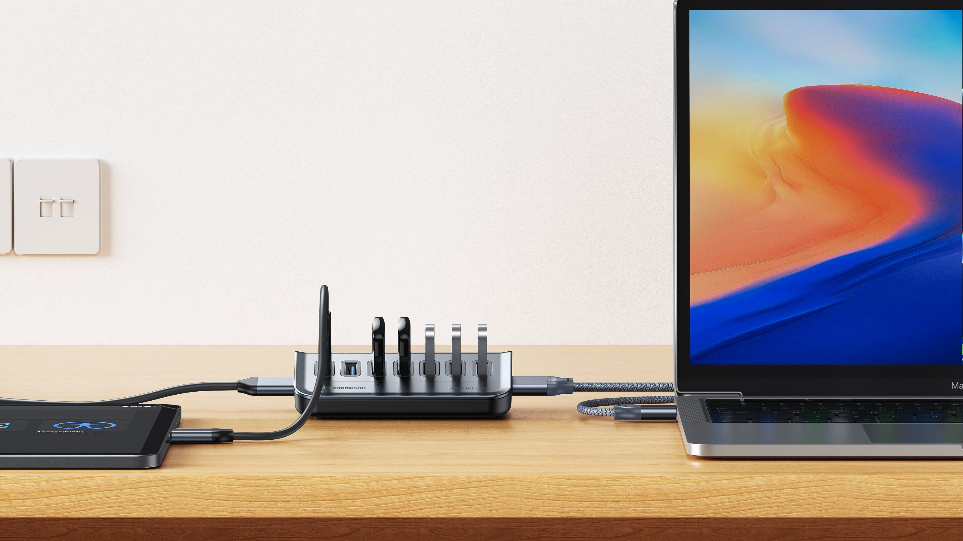 Yottamaster GA1 7-Port USB 3.0 Hub (Type A/C, 5/10Gbps, for Laptop/PC)