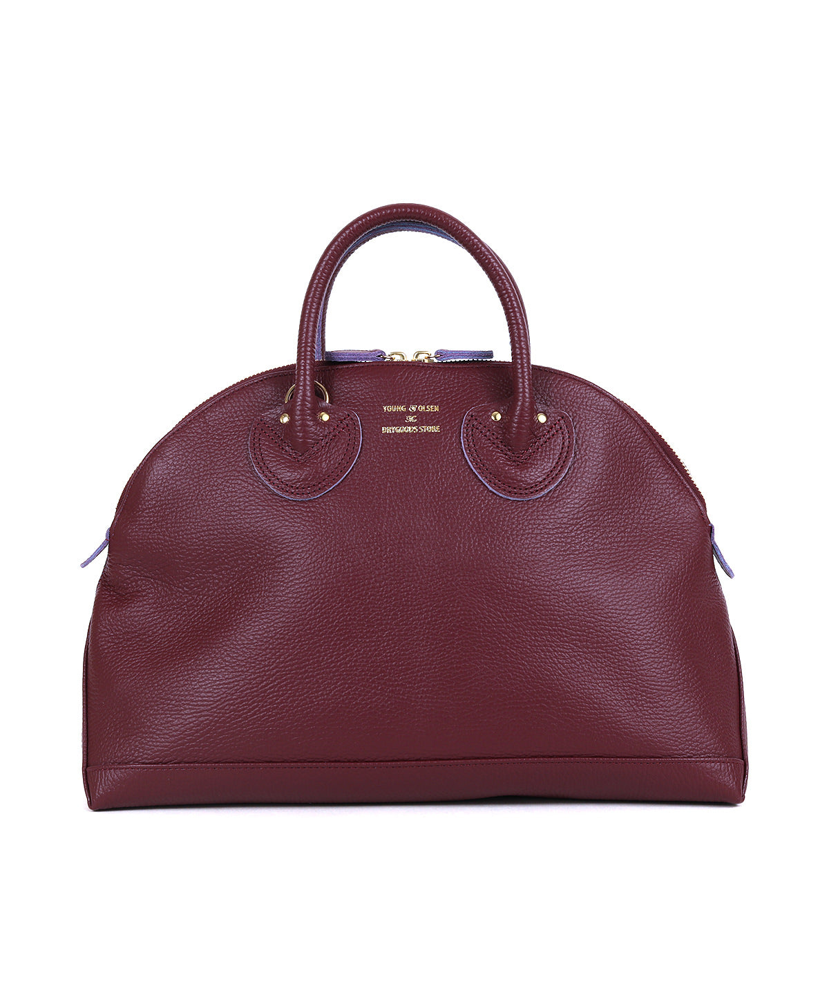 ヤングアンドオルセン エンボスド レザー ジップ ボート バッグ M