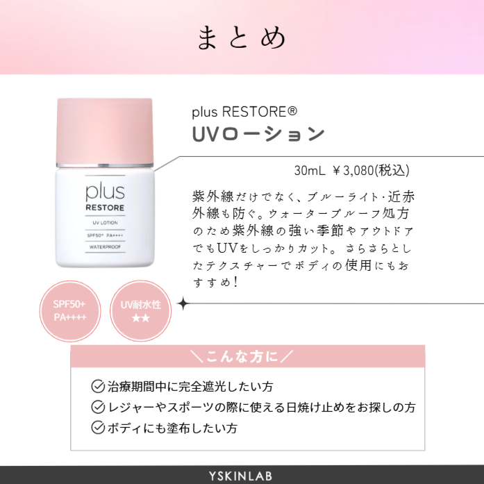 プラスリストア UVローション｜ドクターズコスメ専門通販サイトのY