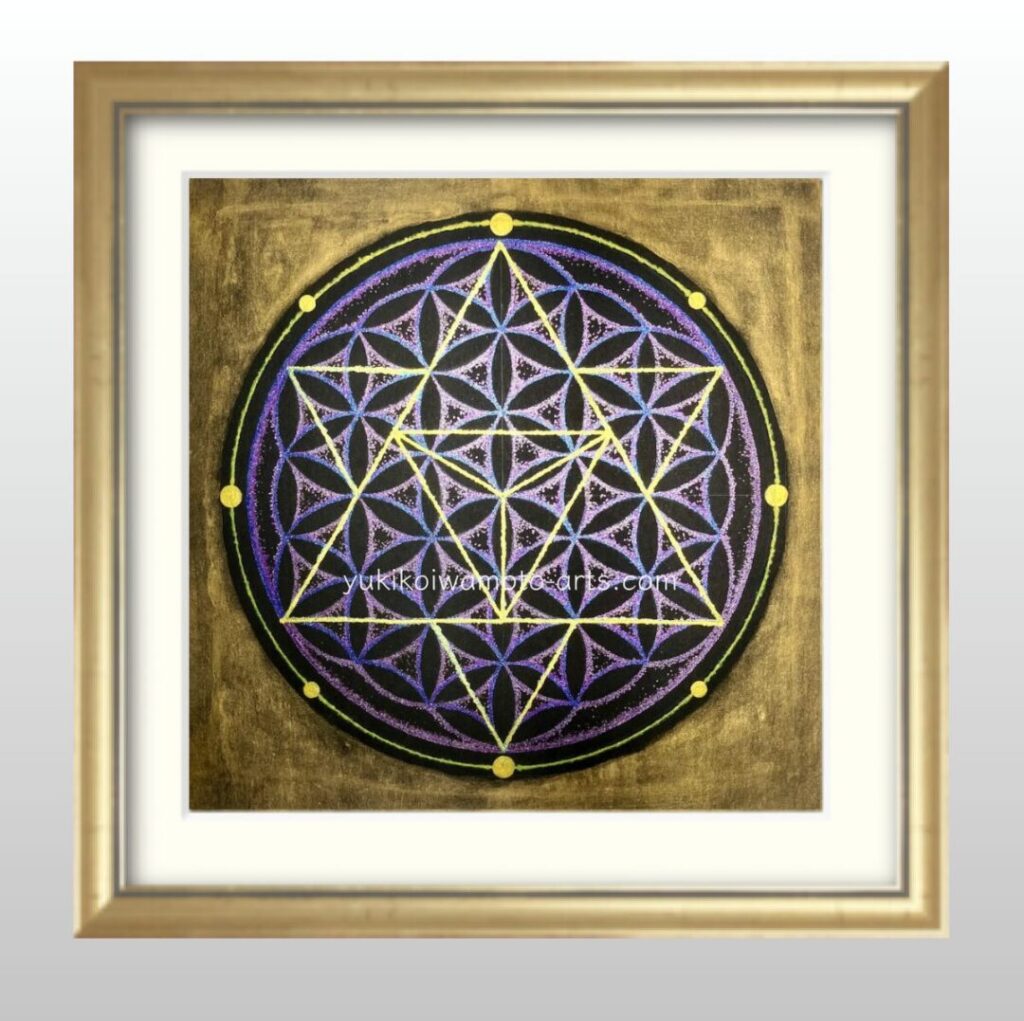 曼陀羅アート神聖幾何学模様☆フラワーオブライフ F3キャンバス 高波動