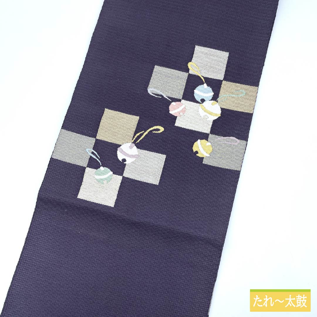 リサイクル着物】名古屋帯 深滅紫色（ふかきけしむらさきいろ） 綴れ織