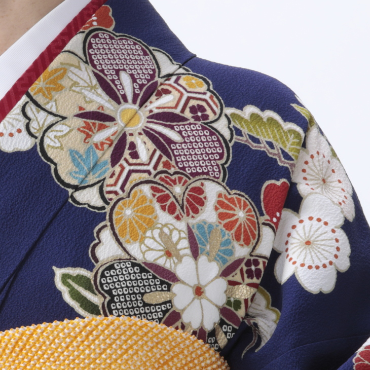 f0619027r2】【青・紺系】振袖 レンタル フルセット Mサイズ 成人式