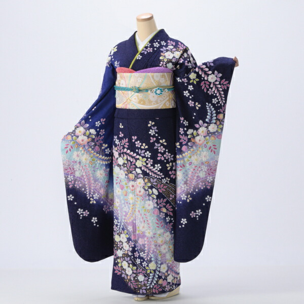 4796 振袖6点フルセット 成人式卒業式結婚式 ふりそで 紫 正絹 胡蝶欄