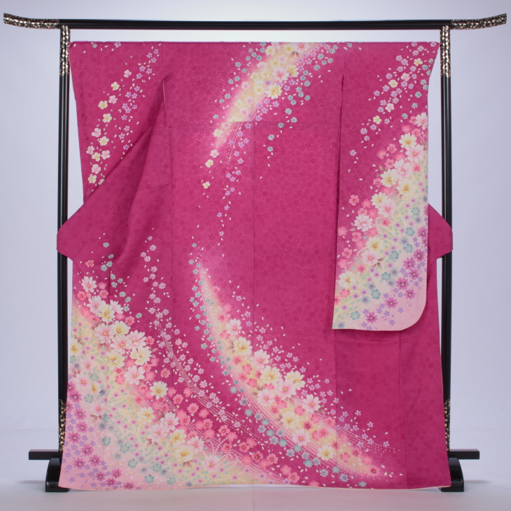 f0309183r2】【ピンク・オレンジ系】振袖 レンタル フルセット Lサイズ