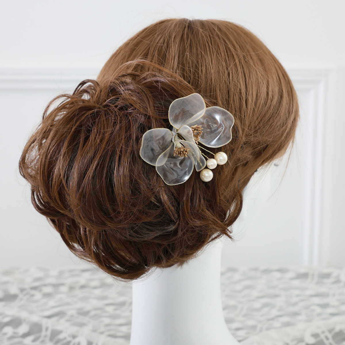 k2400003】髪飾り 成人式 2点セット ベージュ ブラウン くすみカラー