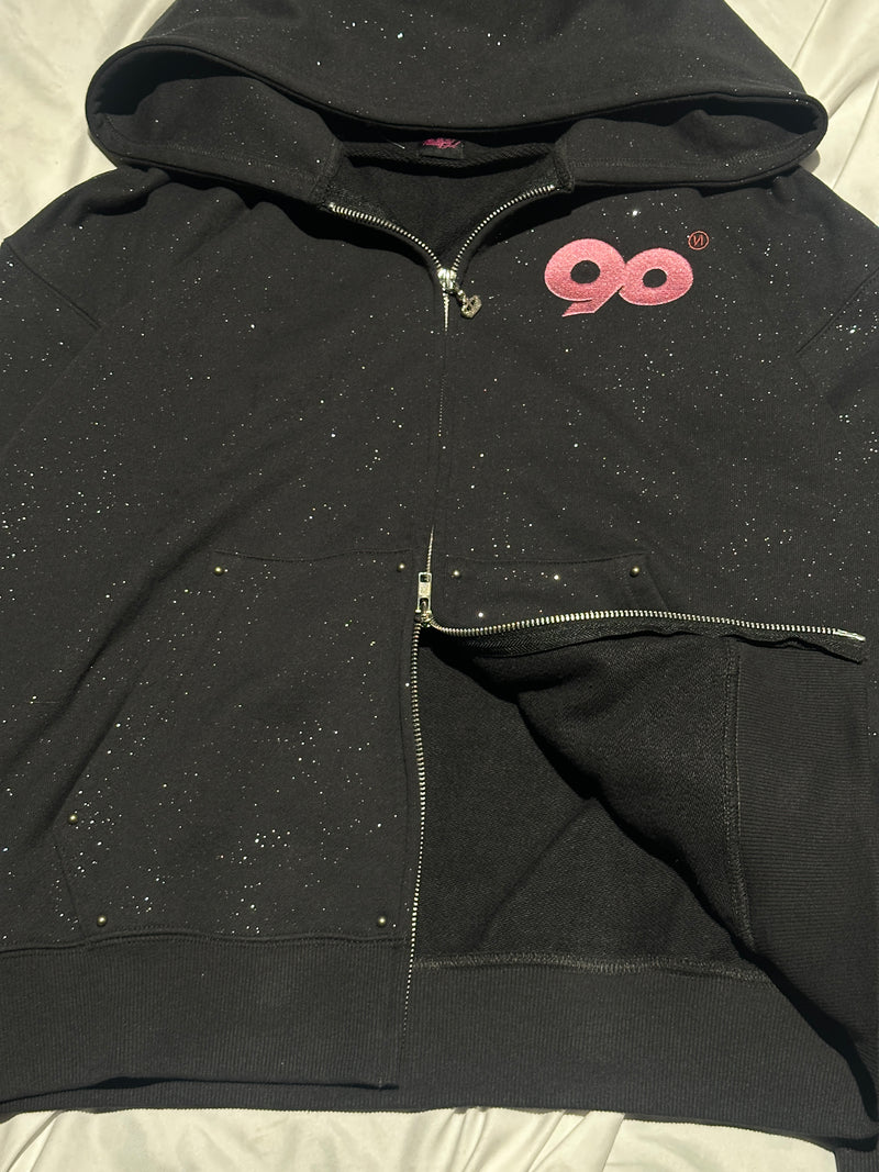 90 Logo Glitter Light Zip Hoodie【9090girl】 – YZ