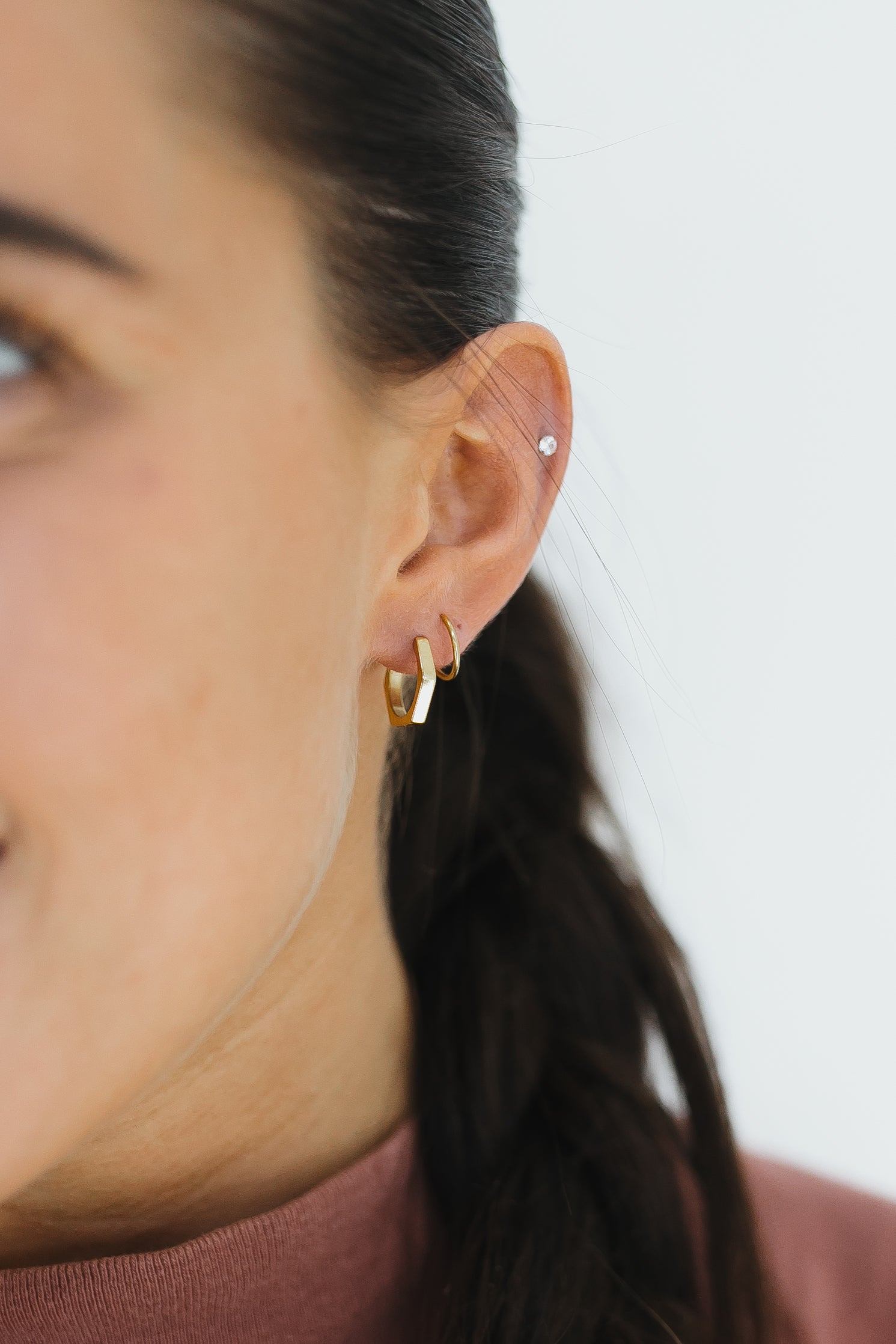 Hexagon Double Twist Hoop – Zaana Jewelry