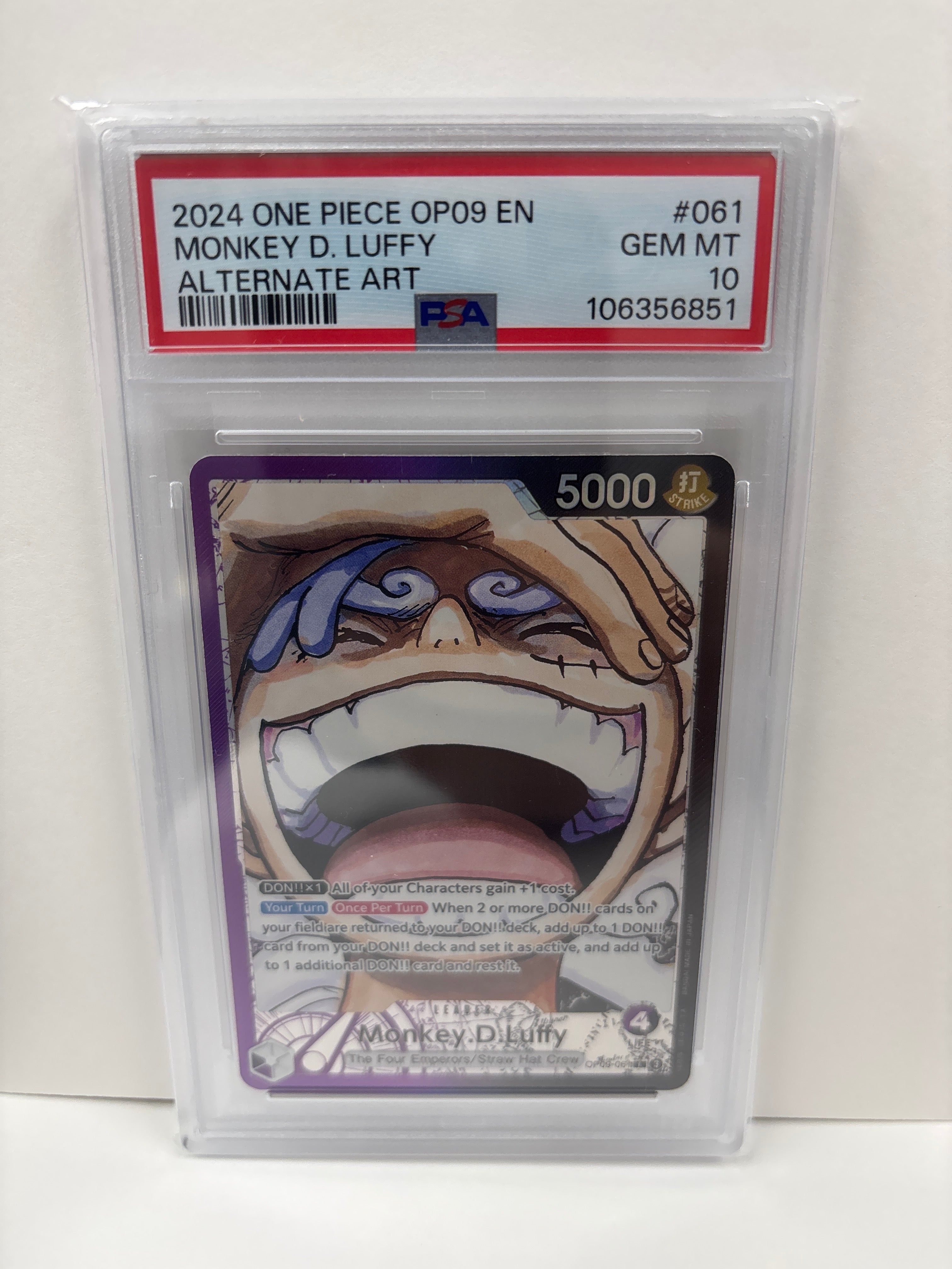 One Piece TCG Monkey D. Luffy OP09-061 PSA 10 – Zapp! Comics
