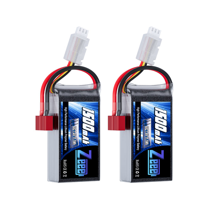 Zeee 2S Lipo Battery 1500mAh 7.4V 60C with Deans Plug for RC Models(2