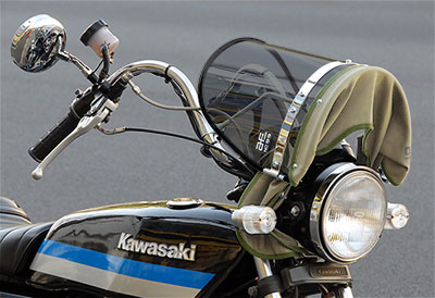 ブラック風防 黒フチ/昭和布タレ | 旧車バイクカスタムパーツのゼット